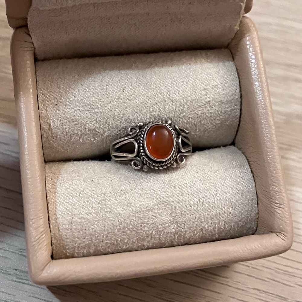Vintage Sterling silver ring with red gem